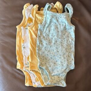 Carter's Yellow and Blue Floral Bodysuits